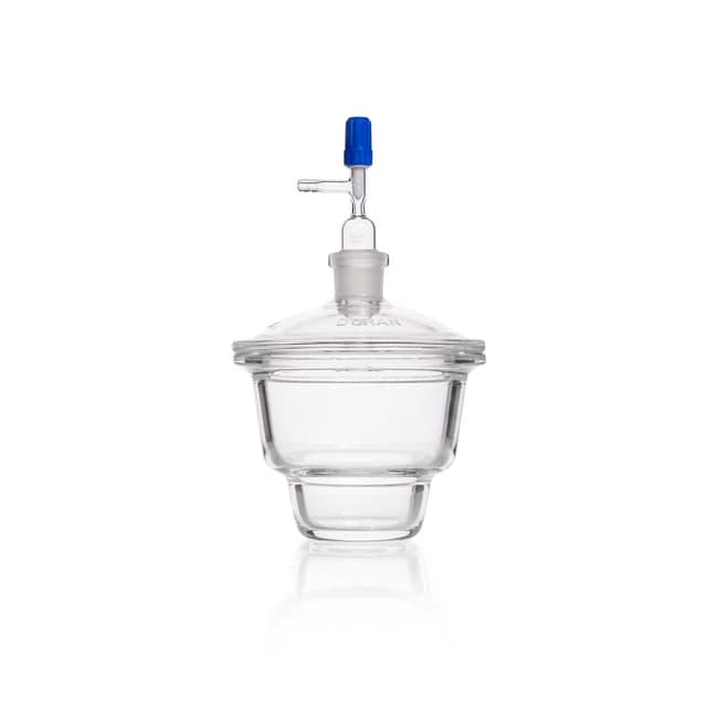 DWK Life Sciences DURAN Vacuum Desiccator, with NOVUS standard ground joint (24/29) junction tube in the lid, with stopcock, with flat flange