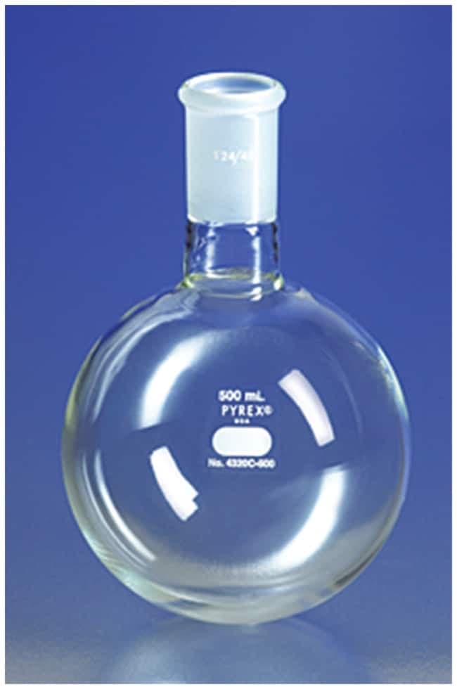 Corning™ PYREX™ Short Neck Heavy-Wall Round Bottom Boiling Flasks, Standard Taper Joints