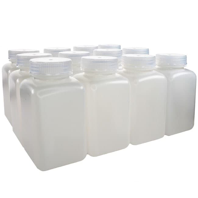 Eisco Labs Square HDPE Reagent Bottles with Wide-Mouth Polypropylene Caps