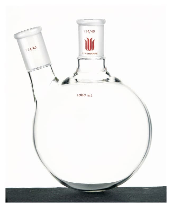 Synthware™ Two Neck Round Bottom Flask, Angled Side Neck