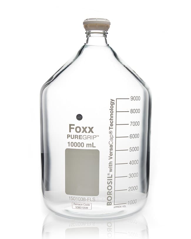 Foxx Life Sciences PUREGRIP Round Glass Media Storage Bottles, GL45, 10L