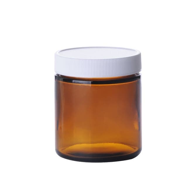 Fisherbrand™ Amber Wide-Mouth Straight-Sided Glass Jars with Caps